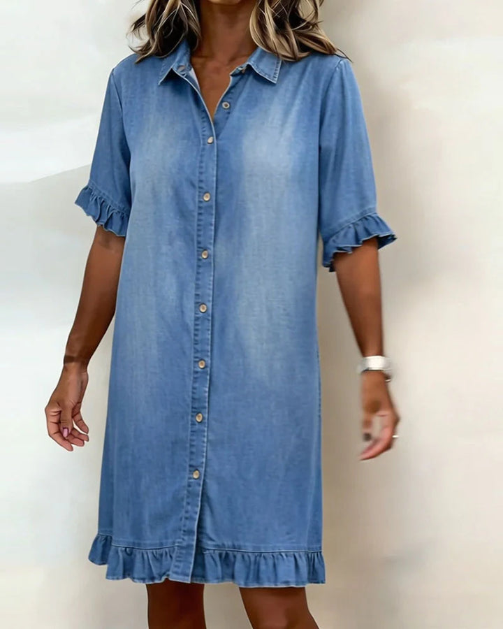 Maria | Comfortable Denim Dress with Flattering Pleats