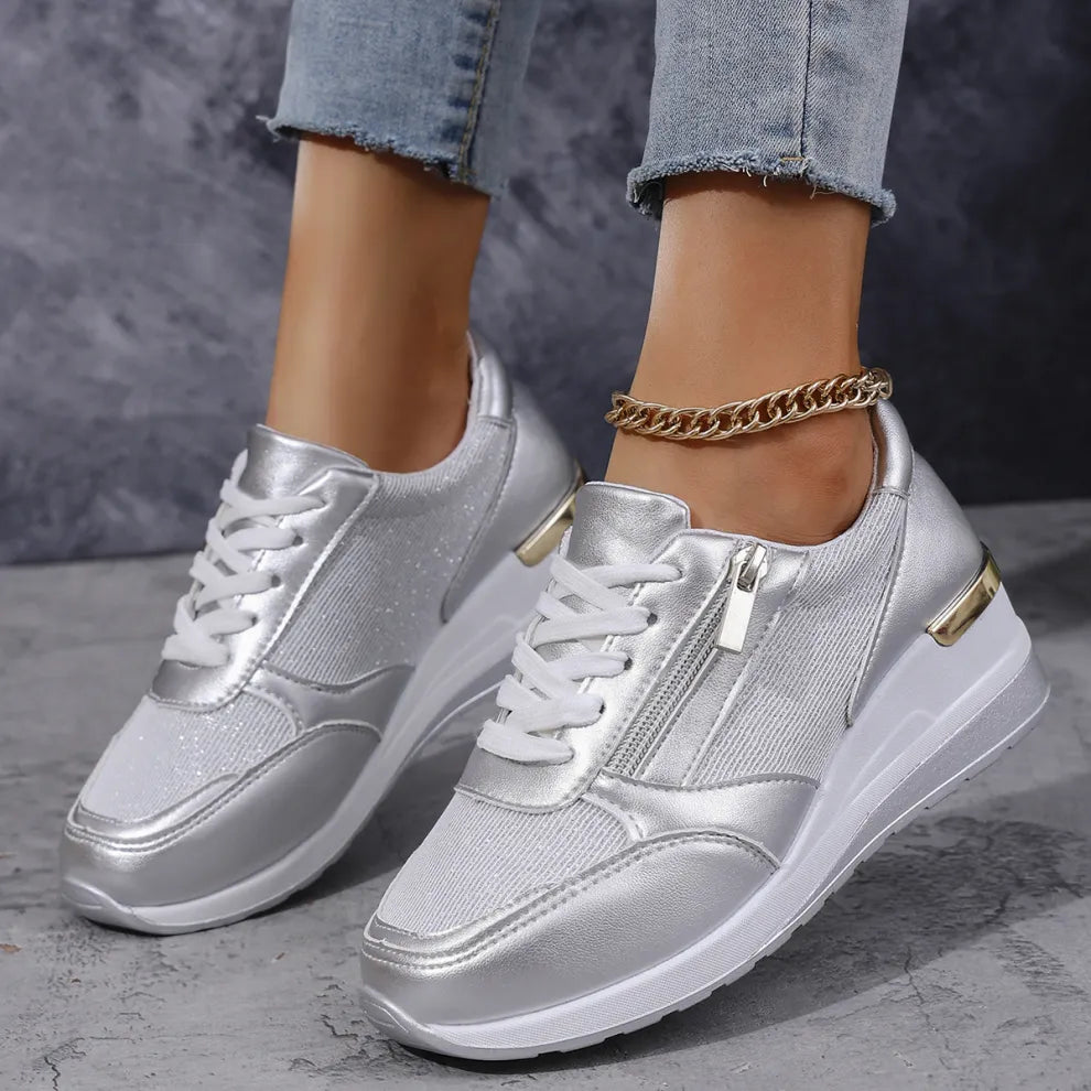 Claire | Orthopedic Lace-Up Sneakers with Side Zipper