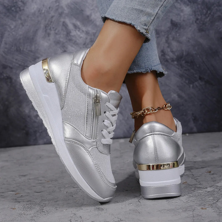 Claire | Orthopedic Lace-Up Sneakers with Side Zipper