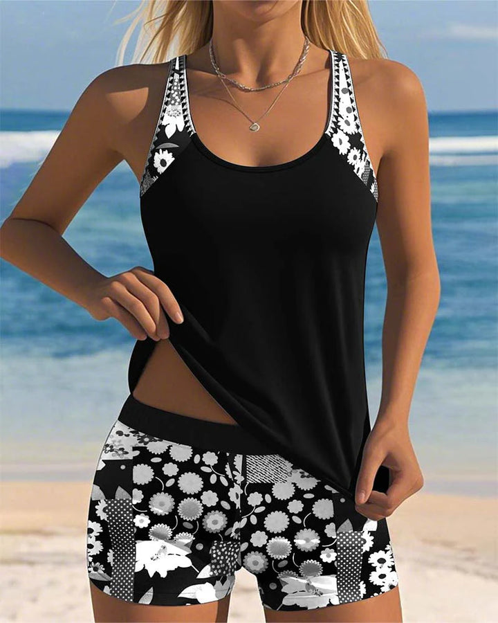 Maëlle | Sporty Floral Print Tankini