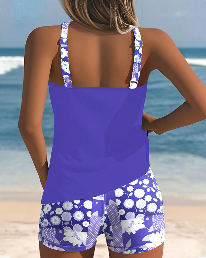 Maëlle | Sporty Floral Print Tankini