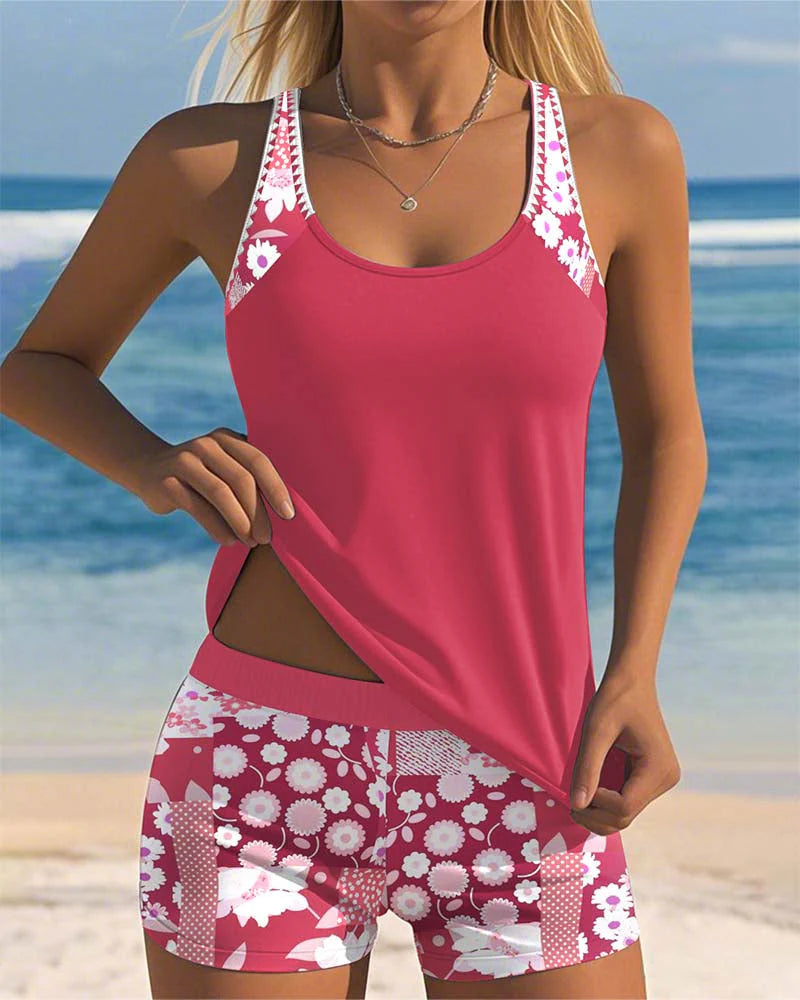 Maëlle | Sporty Floral Print Tankini