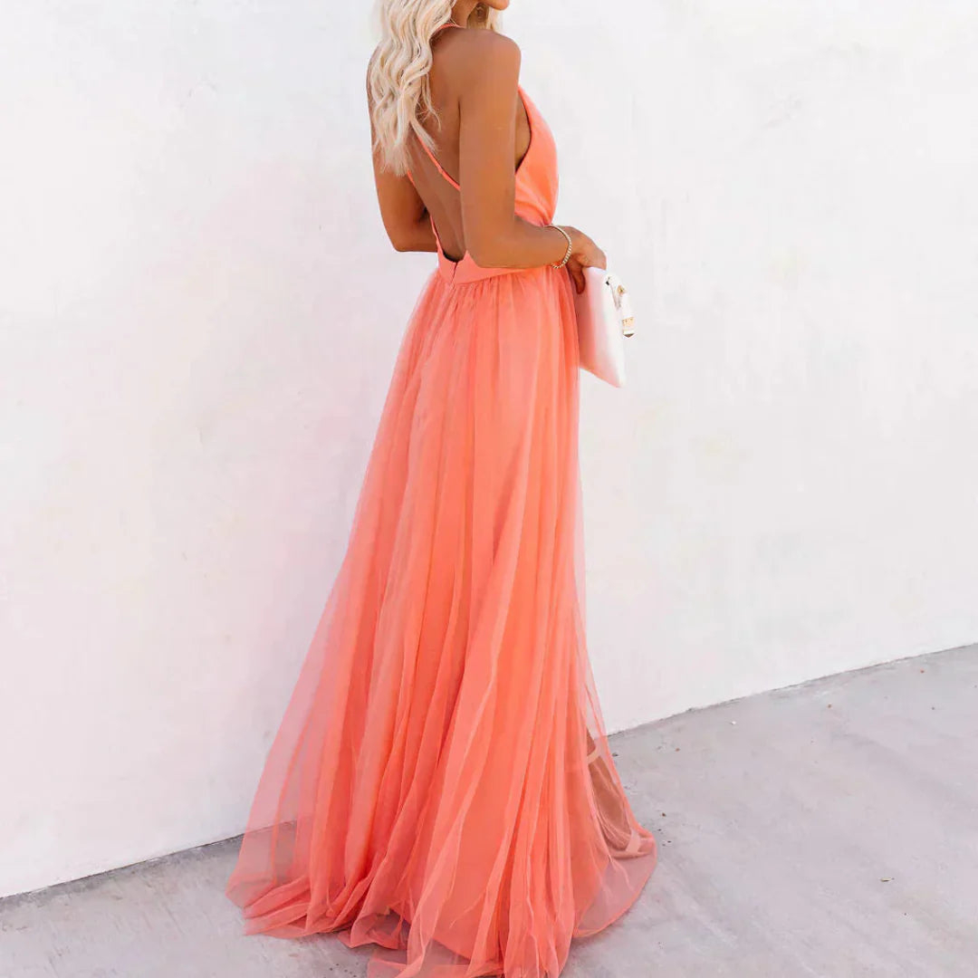 Ella | Coral Glow Maxi Dress