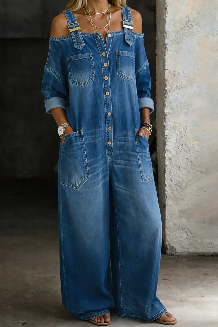 Sophia | Off-Shoulder Denim Jumpsuit