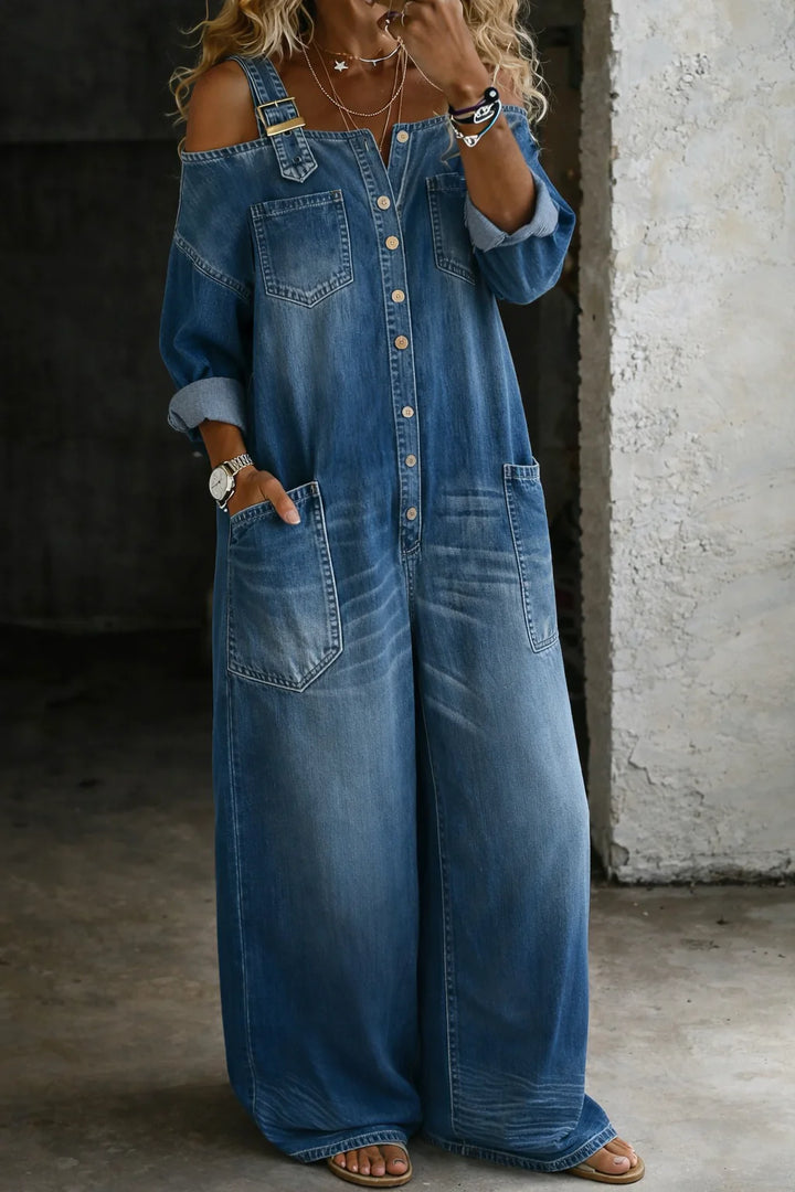 Sophia | Off-Shoulder Denim Jumpsuit