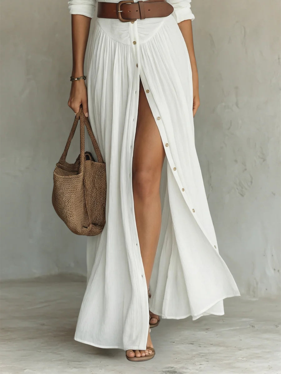 Long-Sleeve Collared Maxi Dress