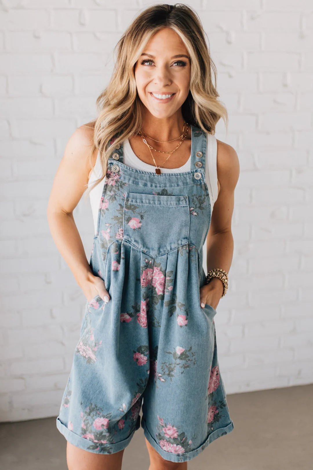 Lucinda | Floral Denim Shortalls