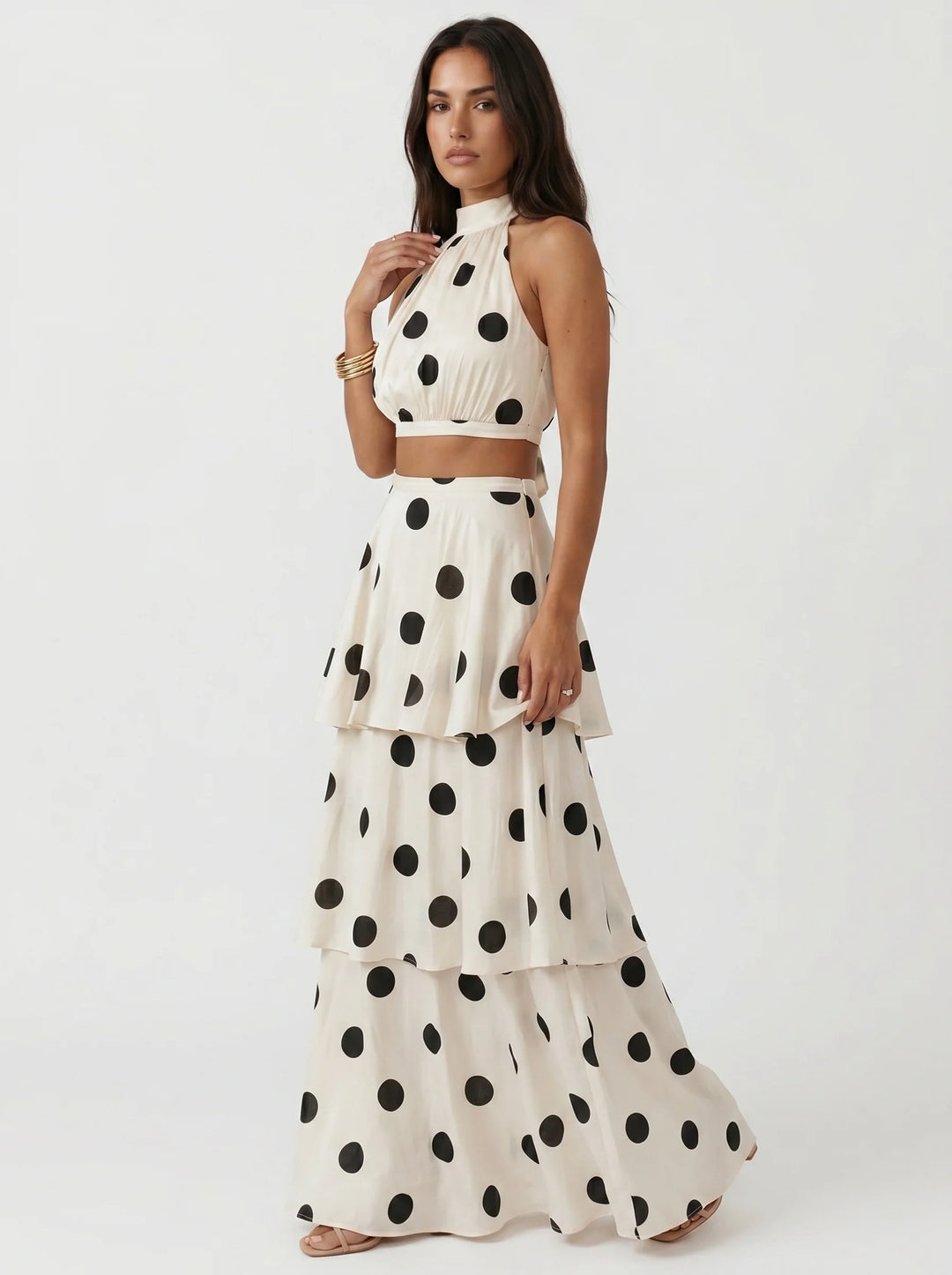 Lucía | Polka Dot Top and Maxi Skirt Set