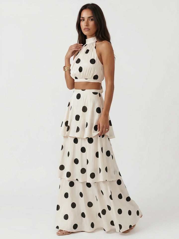 Lucía | Polka Dot Top and Maxi Skirt Set