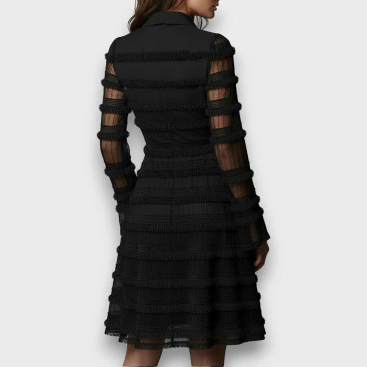 Parisa™ | Midi Dress with Sheer Fringe Details