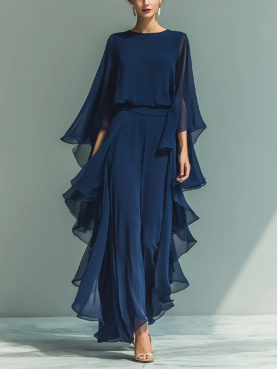 Aurora | Elegant Chiffon Set with Ruffles