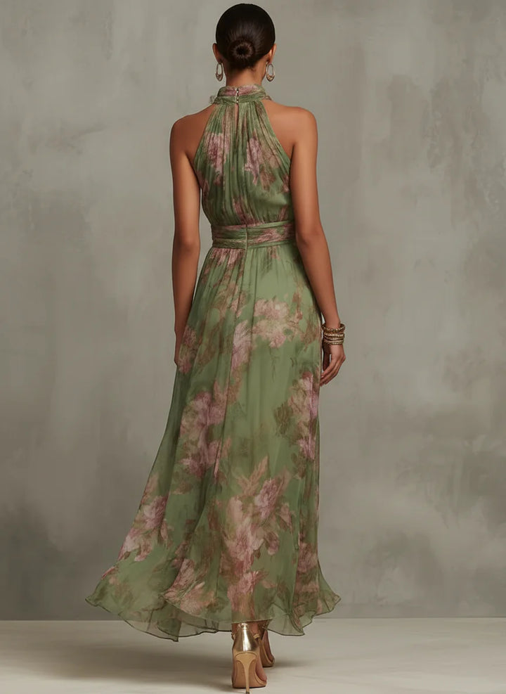 Livia - Elegant Floral Halter Maxi Dress