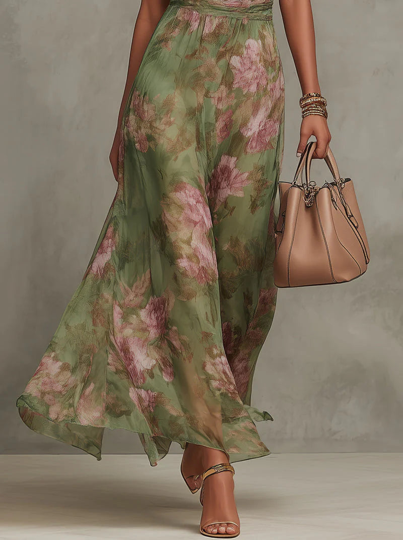 Livia - Elegant Floral Halter Maxi Dress