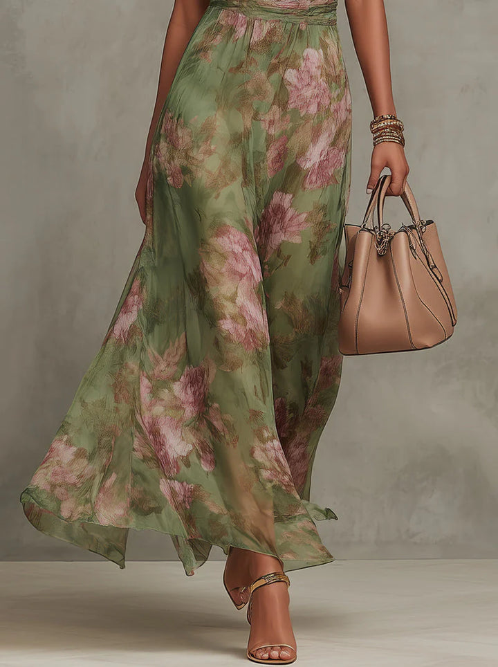 Livia - Elegant Floral Halter Maxi Dress