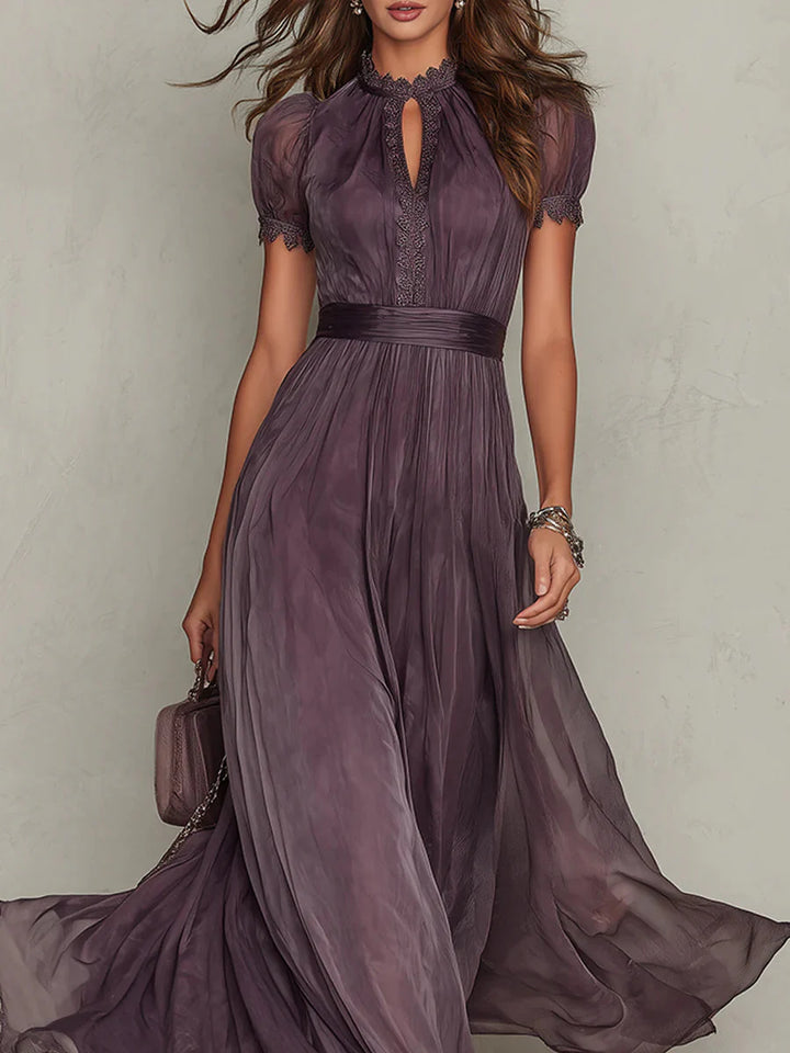 Flavia | Elegant Lace-Trim Maxi Dress
