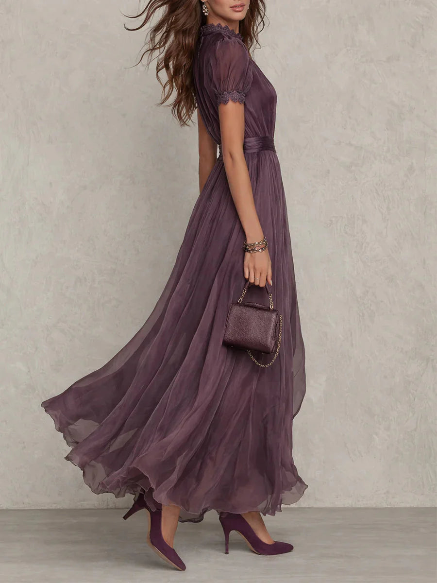 Flavia | Elegant Lace-Trim Maxi Dress