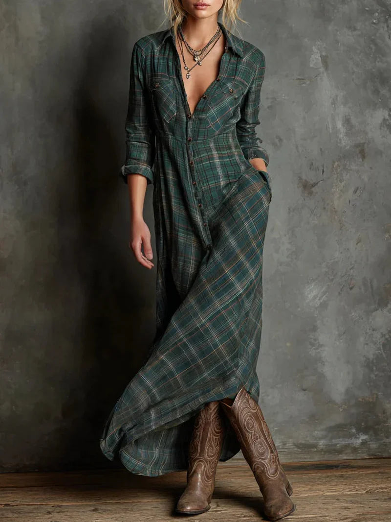 Valentina™ | Long Checkered Dress