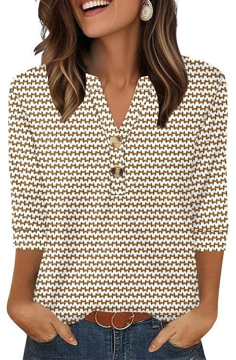 Floral Print Boho V-Neck Button Blouse