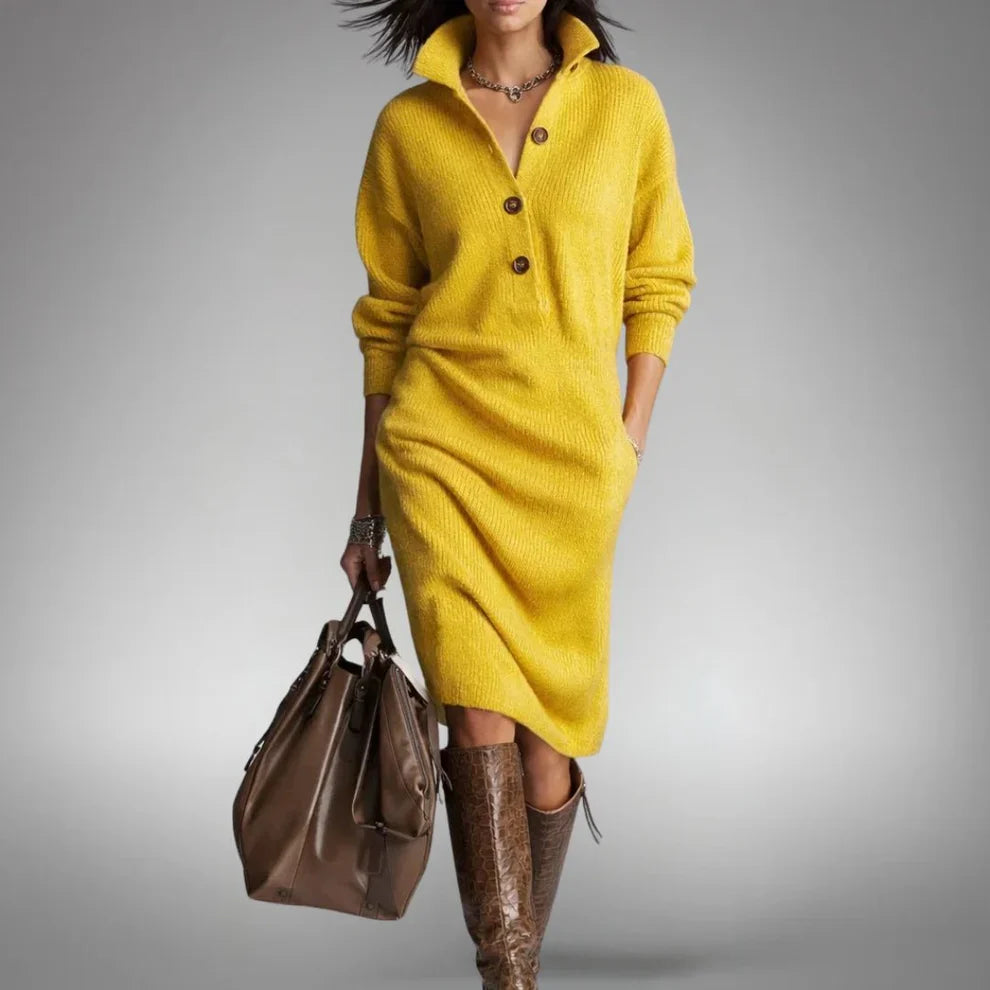 Constance™ | Soft Knit Dress with Buttons