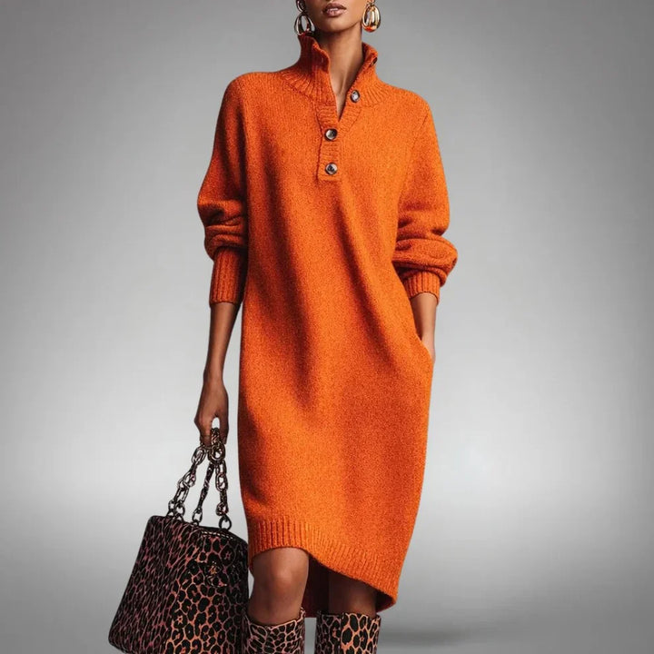 Constance™ | Soft Knit Dress with Buttons