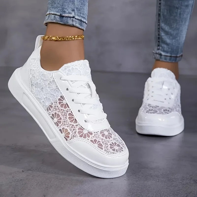 Lunara™ Ivory Lace Sneakers