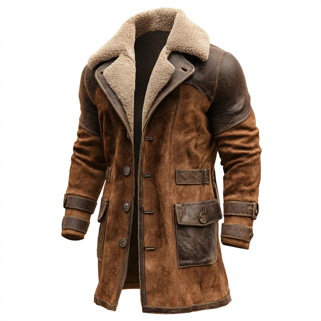 Lorenzo™ | Vintage Brown Leather Coat with Fur