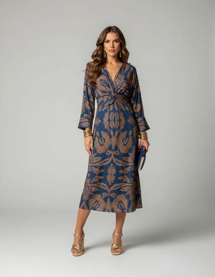 Valentina™ – Elegant Patterned Midi Dress