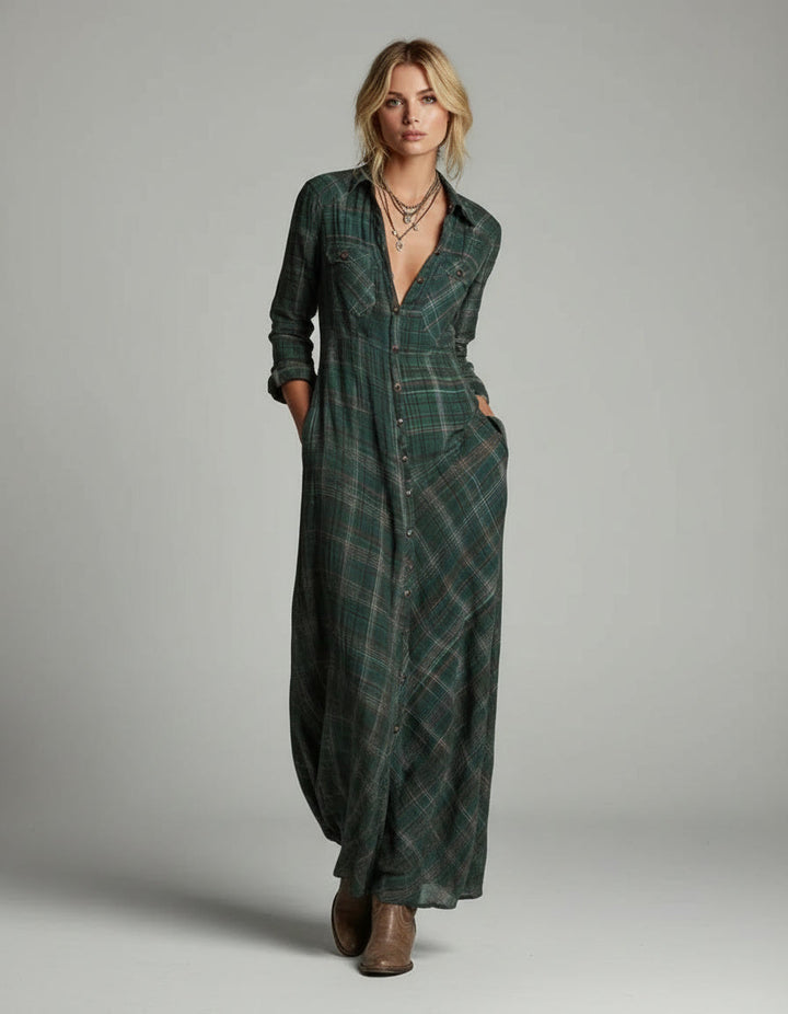 Valentina™ | Long Checkered Dress