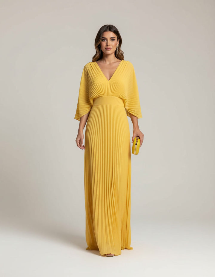 Natalia | Elegant Pleated Maxi Dress