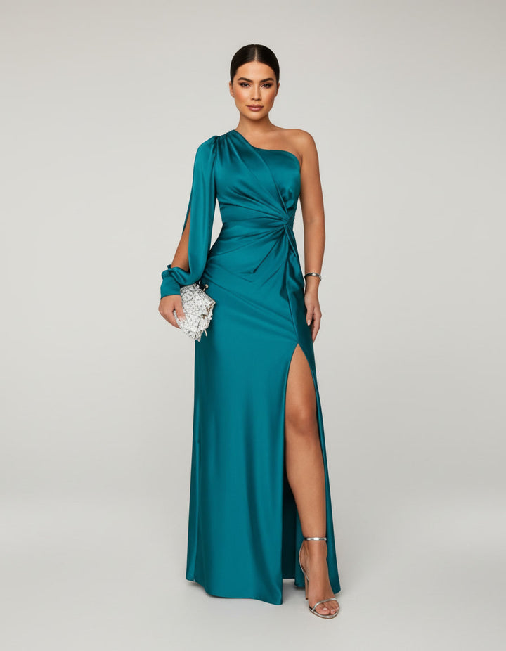 Mila™ | Elegant Satin Dress with Side Slit