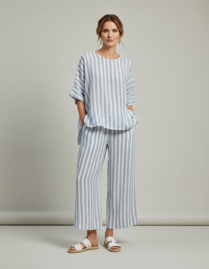 Federica™ | Sophisticated Blue Striped Linen