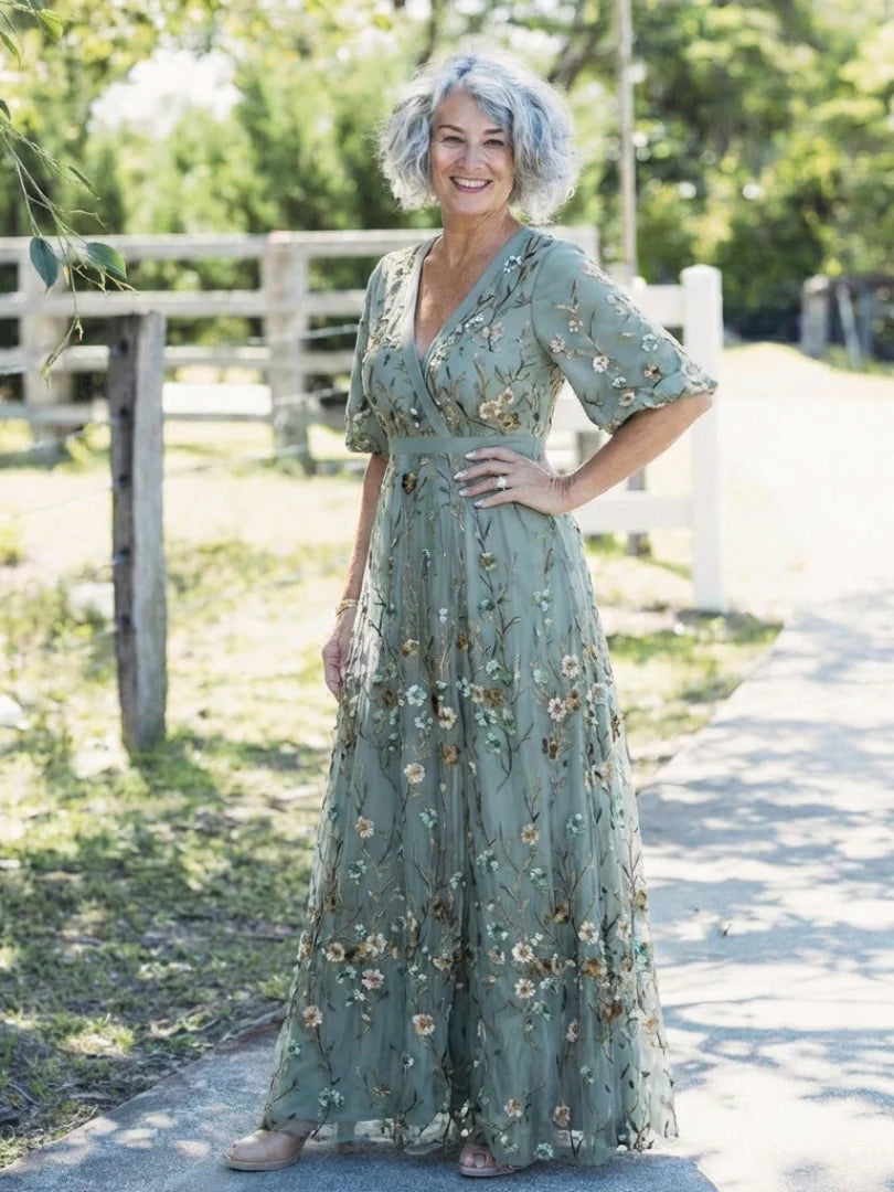 Élodie™ | Floral V-Neck Maxi Dress
