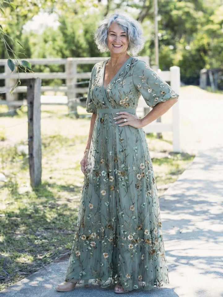 Élodie™ | Floral V-Neck Maxi Dress