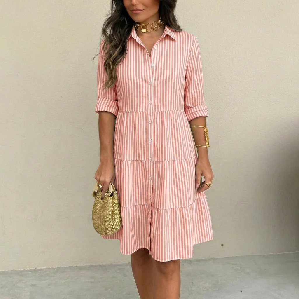 Women's Striped Button-Down Dress