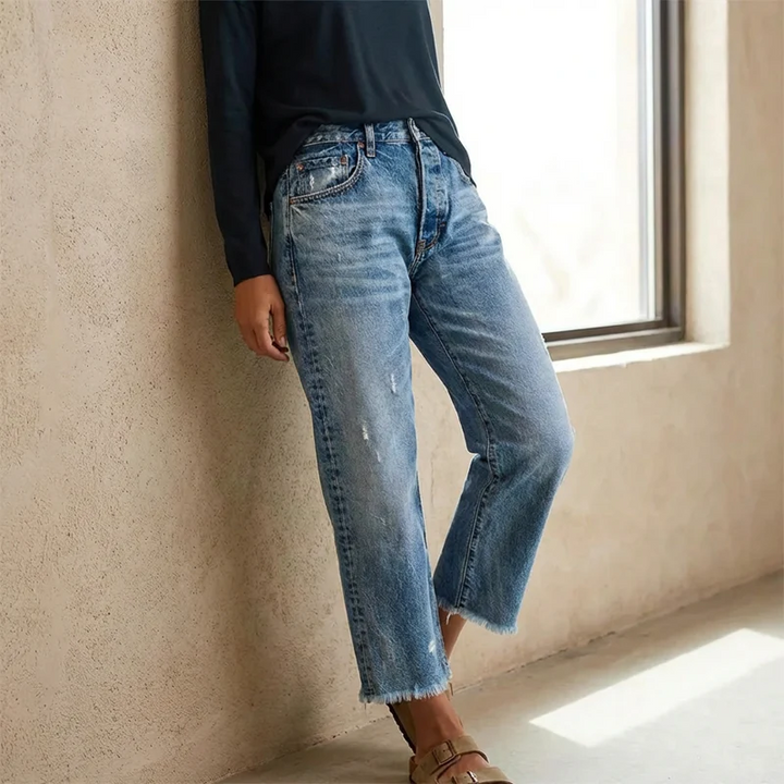 Aberjean™ | Retro Cropped Straight Jeans