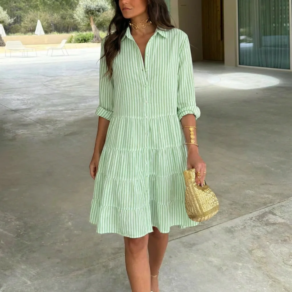 Women's Striped Button-Down Dress