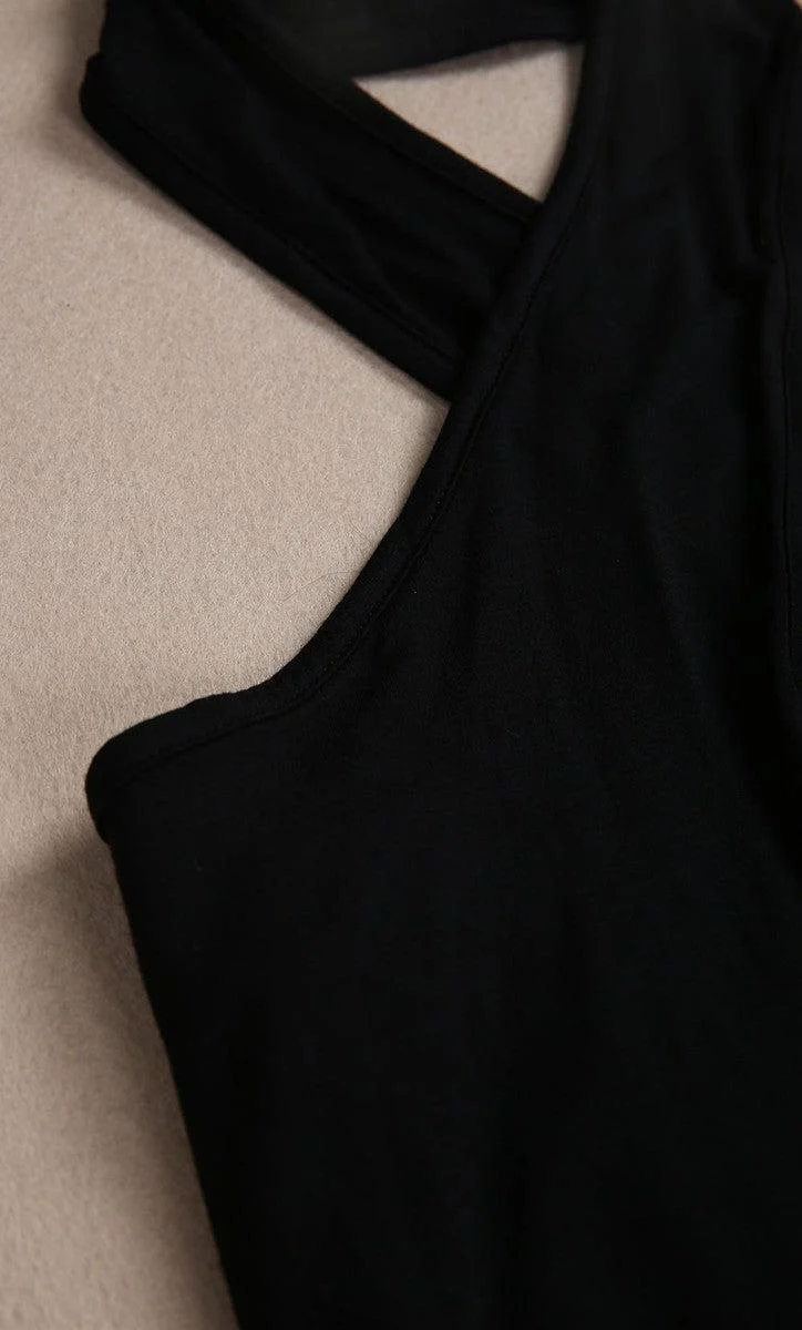 Sablelle Jet Black Twisted High Halter Sleeveless Mini Dress