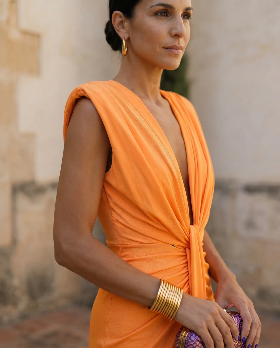 Selena | Fiery Draped Dress