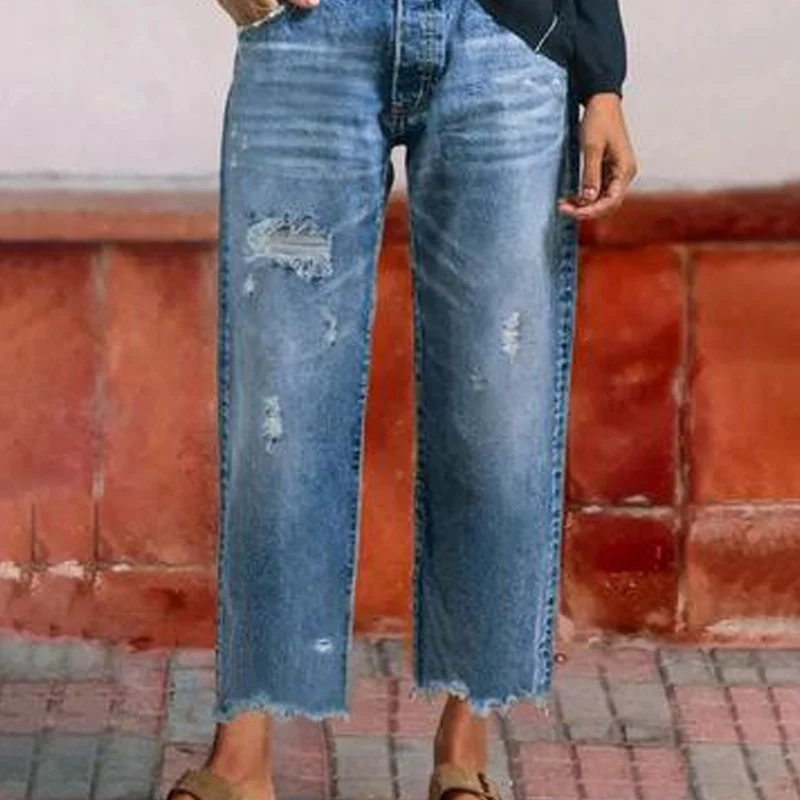 Aberjean™ | Retro Cropped Straight Jeans
