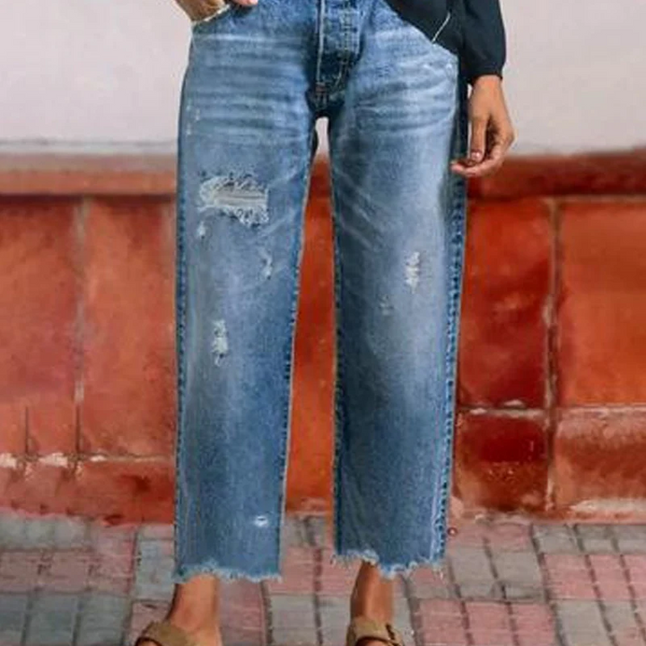 Aberjean™ | Retro Cropped Straight Jeans