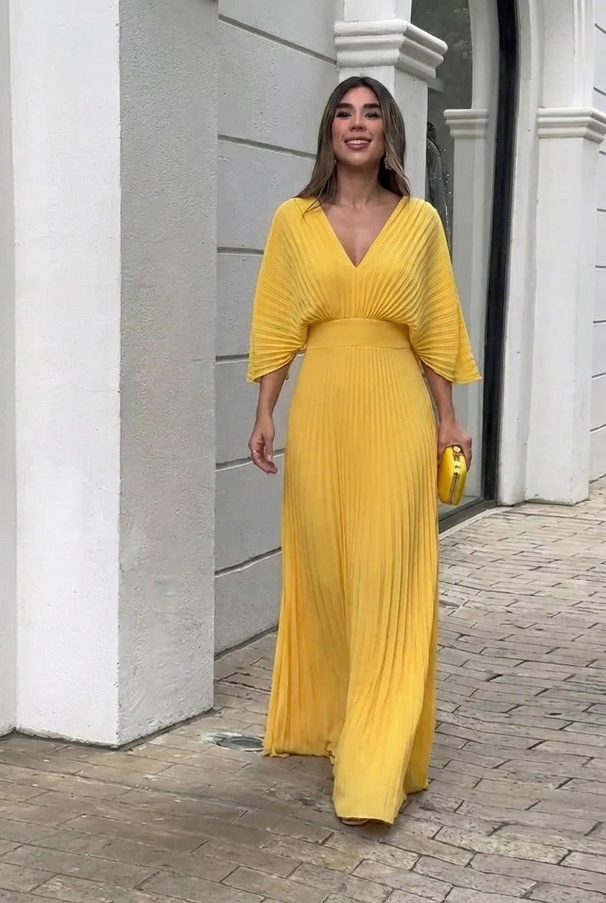 Natalia | Elegant Pleated Maxi Dress