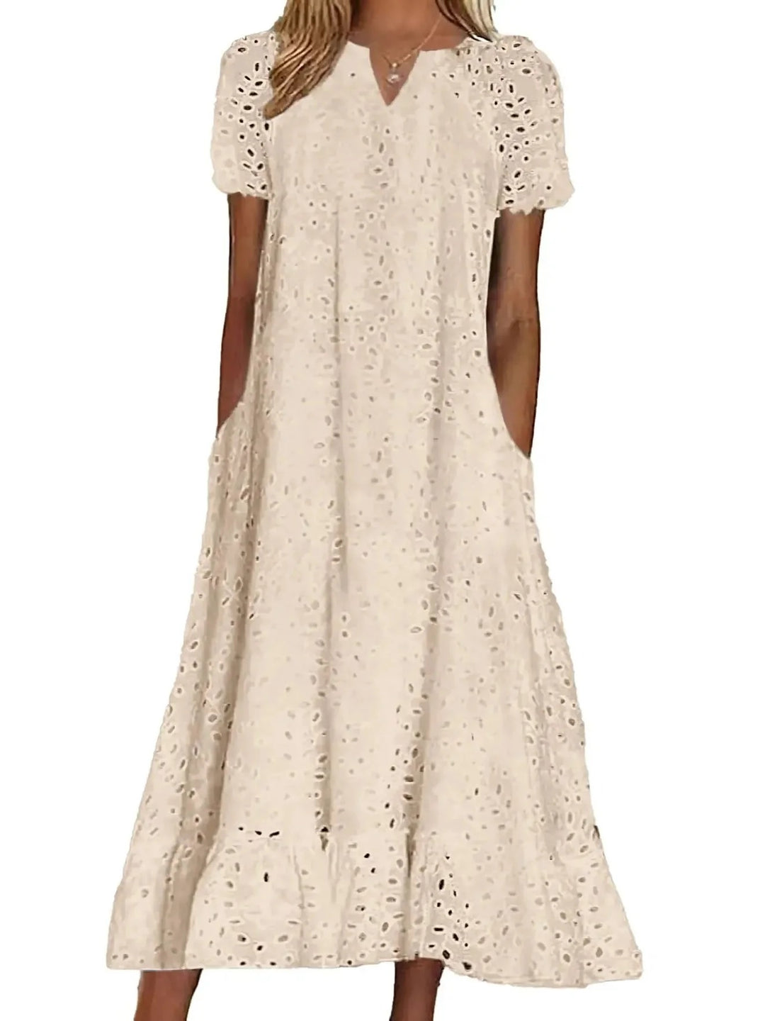 Women's Elegant Cutout V-Neck Maxi Dress