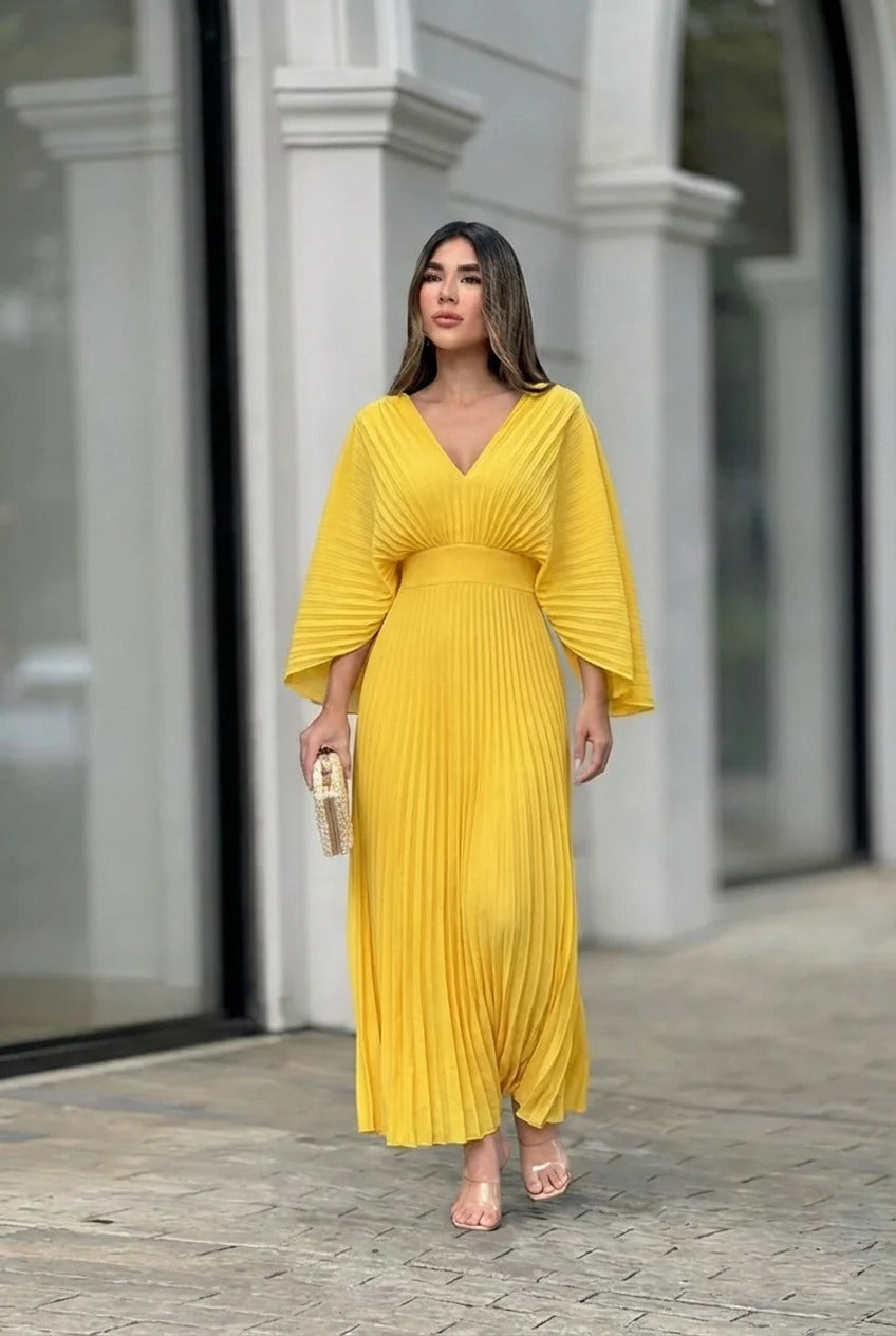 Natalia | Elegant Pleated Maxi Dress