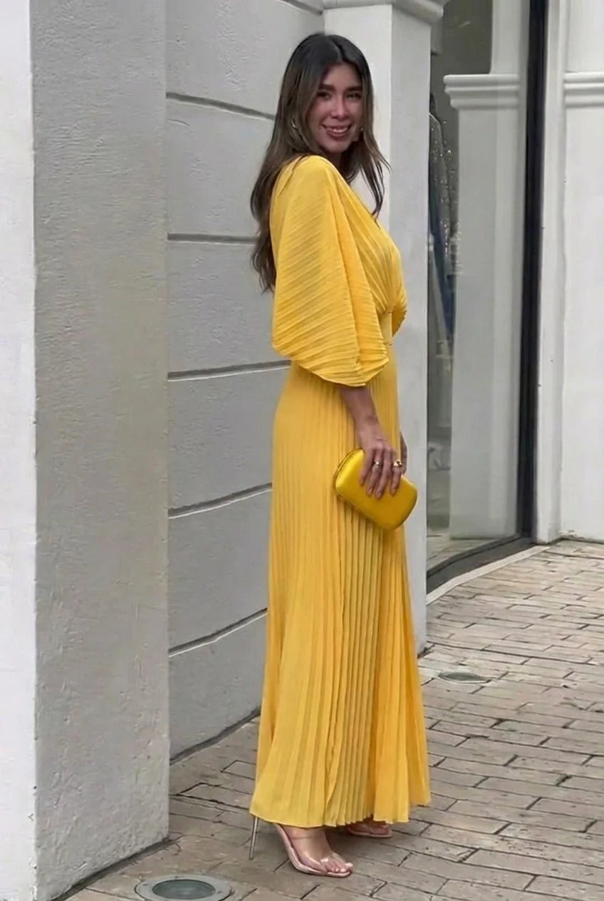 Natalia | Elegant Pleated Maxi Dress