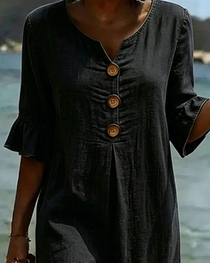 Lotus Leaf Dress with Jean Sleeves