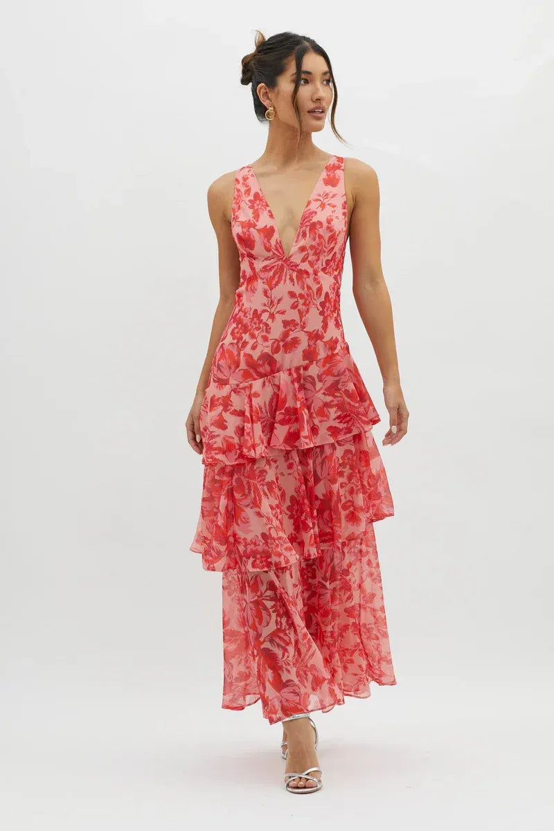Lisa | Elegant Floral Midi Dress