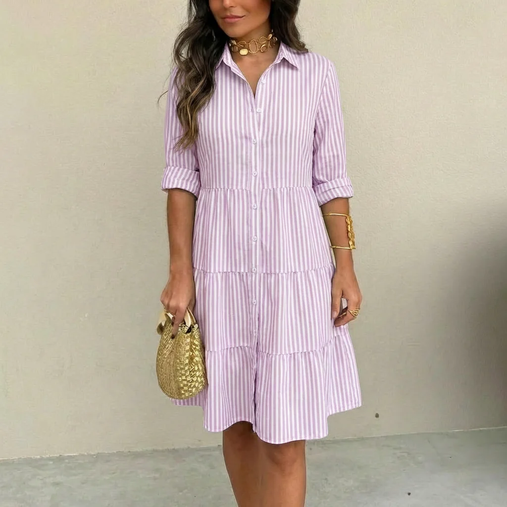 Women's Striped Button-Down Dress