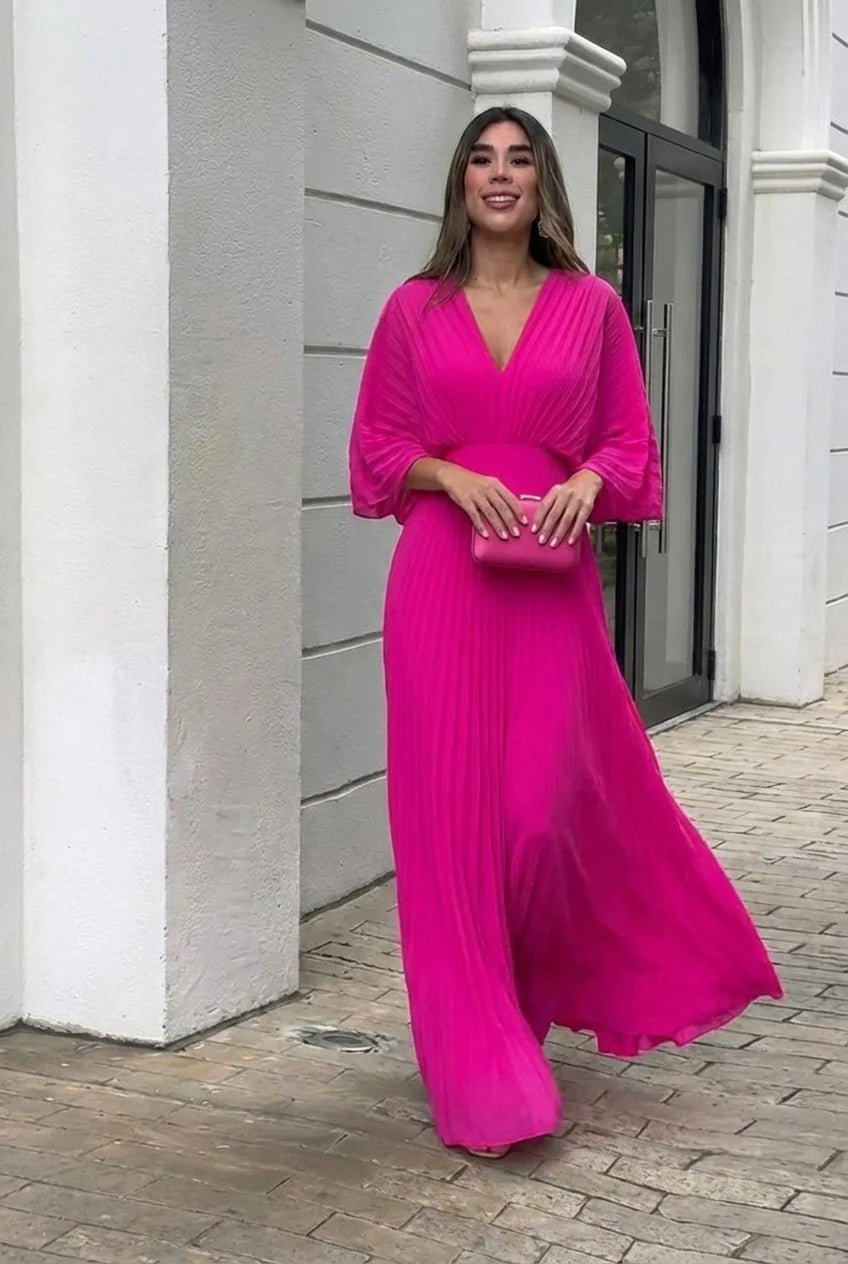 Natalia | Elegant Pleated Maxi Dress