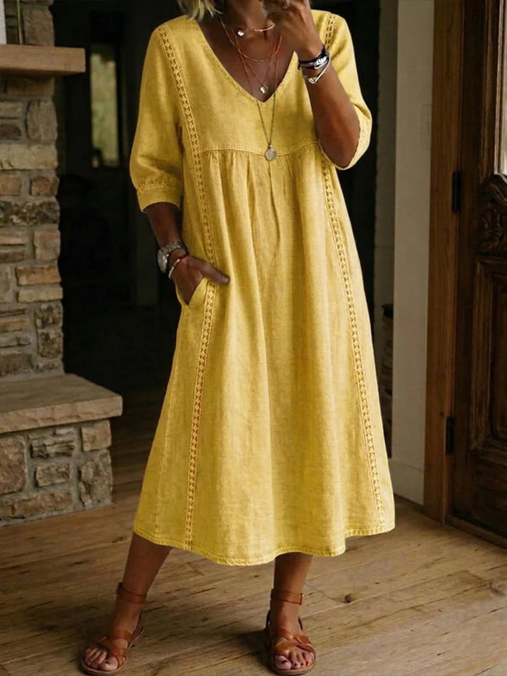 Antonia 3/4 Sleeve A Line Maxi Dress