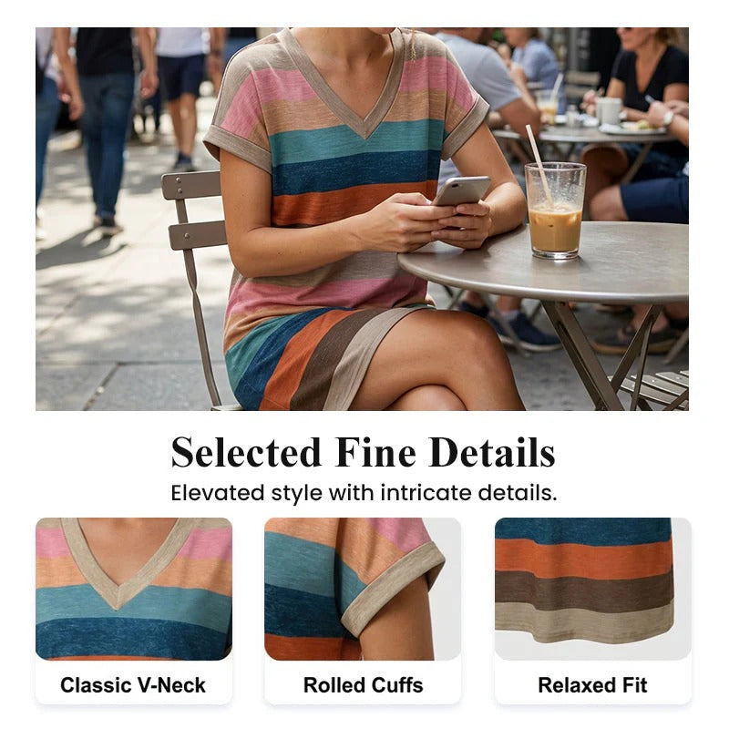 Women's Summer Casual V-Neck T-Shirt Dress
